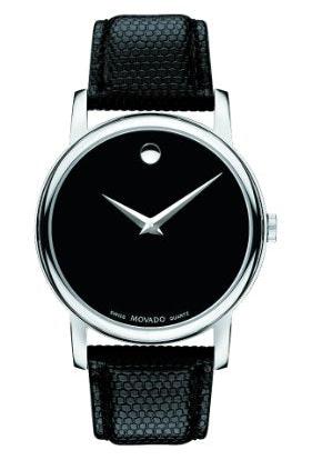 Movado Museum Black Dial Black Leather Strap Watch For Men - 2100002 Buy Now By Movado