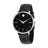 Movado Ultra Slim Black Dial Black Leather Strap Watch For Women - 0607094 Buy Now By Movado