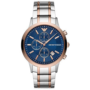 Emporio Armani Renato Chronograph Blue Dial Two Tone Steel Strap Watch For Men - AR80025 Buy Now By Emporio Armani
