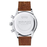 Movado Heritage Calendoplan Chronograph White Dial Brown Leather Strap Watch for Men - 3650008 Buy Now By Movado