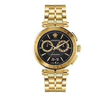 Versace Aion Chronograph Black Dial Gold Steel Strap Watch For Men - VE1D01721 Buy Now By Versace