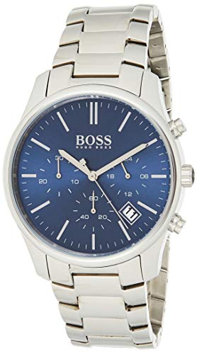 Hugo Boss Commander Blue Dial Silver Steel Strap Watch for Men - 1513434 Buy Now By Hugo Boss