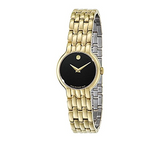 Movado Veturi Black Dial Gold Steel Strap Watch for Women - 0606935 Buy Now By Movado