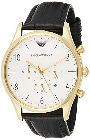 Emporio Armani Classic Chronograph White Dial Black Leather Strap Watch For Men - AR1892 Buy Now By Emporio Armani