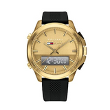 Tommy Hilfiger Jeans Digital Analog Gold Dial Black Rubber Strap Watch For Women - 1791762 Buy Now By Tommy Hilfiger