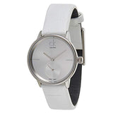 Calvin Klein Accent Silver Dial White Leather Strap Watch for Women - K2Y231K6 Buy Now By Calvin Klein