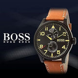 Hugo Boss Aeroliner Maxx Chronograph Black Dial Brown Leather Strap Watch For Men - 1513082 Buy Now By Hugo Boss