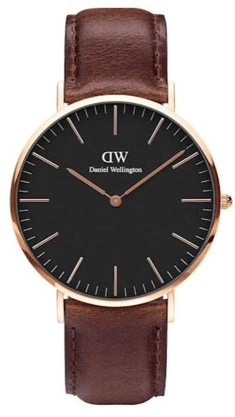 Daniel Wellington Bristol Black Dial Brown Leather Strap Watch For Men - DW00100125 Buy Now By Daniel Wellington