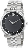 Movado Museum Diamonds Black Dial Silver Steel Strap Watch For Men - 606878 Buy Now By Movado