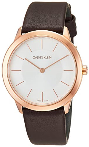 Calvin Klein Minimal White Dial Brown Leather Strap Watch for Women - K3M226G6 Buy Now By Calvin Klein