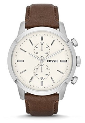 Fossil Townsman Chronograph White Dial Brown Leather Strap Watch for Men - FS5350 Buy Now By Fossil