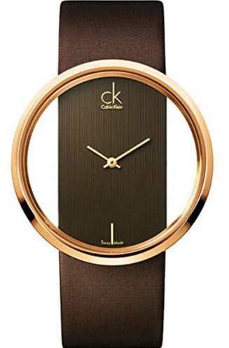 Calvin Klein Glam Transparent Dial Brown Leather Strap Watch for Women - K9423303 Buy Now By Calvin Klein