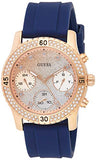 Guess Confetti Diamonds Gold Dial Blue Rubber Strap Watch For Women - W1098L6 Buy Now By Guess