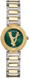 Versace Virtus Quartz Green Dial Two Tone Steel Strap Watch For Women - VET300821 Buy Now By Versace