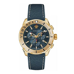 Versace Casual Chronograph Blue Dial Blue Leather Strap Watch for Men - VERG004-18 Buy Now By Versace
