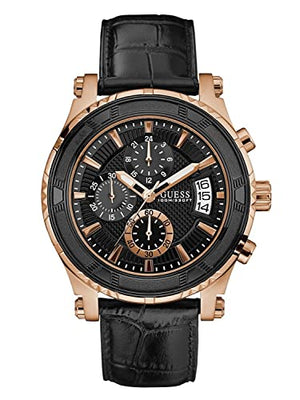Guess Pinnacle Chronograph Quartz Black Dial Black Leather Strap Watch For Men - W0673G5 Buy Now By Guess