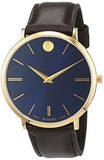 Movado Ultra Slim Blue Dial Brown Leather Strap Watch For Men - 0607088 Buy Now By Movado