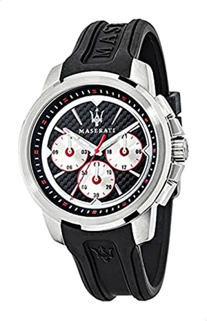 Maserati SFIDA Chronograph Black Silver Dial Black Rubber Strap Watch For Men - R8851123001 Buy Now By Maserati