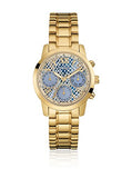 Guess Mini Sunrise Quartz Blue Dial Gold Steel Strap Watch For Women - W0448L6 Buy Now By Guess
