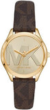 Michael Kors Jaycie Three Hand Gold Dial Brown Leather Strap Watch for Women - MK2862 Buy Now By Michael Kors