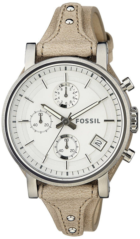 Fossil Boyfriend Chronograph White Dial Brown Leather Strap Watch for Women - ES3625 Buy Now By Fossil