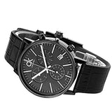 Calvin Klein Post Minimal Chronograph Black Dial Black Leather Strap Watch for Men - K7627401 Buy Now By Calvin Klein