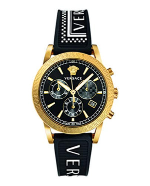 Versace Sports Tech Chronograph Black Dial Black Rubber Strap Watch for Men - VELT00119 Buy Now By Versace