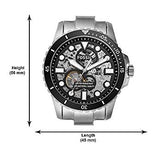 Fossil FB-01 Automatic Skeleton Black Dial Silver Steel Strap Watch for Men - ME3190 Buy Now By Fossil