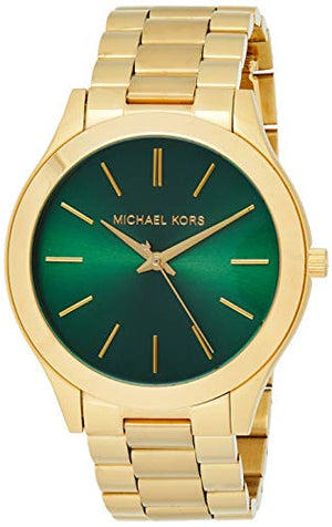 Michael Kors Slim Runway Green Dial Gold Steel Strap Watch for Women - MK3435 Buy Now By Michael Kors