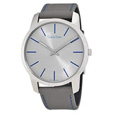 Calvin Klein City Silver Dial Grey Leather Strap Watch for Men - K2G211Q4 Buy Now By Calvin Klein