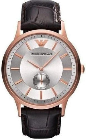 Emporio Armani Classic Analog Silver Dial Brown Leather Strap Watch For Men - AR9101 Buy Now By Emporio Armani