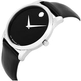 Movado Museum Black Dial Black Leather Strap Watch For Men - 606502 Buy Now By Movado
