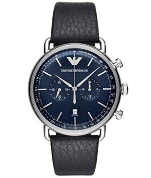 Emporio Armani Aviator Blue Dial Blue Leather Strap Watch For Men - AR11105 Buy Now By Emporio Armani