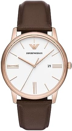 Emporio Armani Minimalist Quartz White Dial Brown Leather Strap Watch For Men - AR11572 Buy Now By Emporio Armani