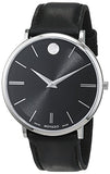 Movado Ultra Slim Black Dial Black Leather Strap Watch For Men - 0607086 Buy Now By Movado