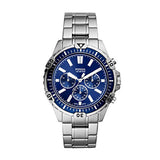 Fossil Garrett Chronograph Blue Dial Silver Steel Strap Watch for Men - FS5623 Buy Now By Fossil