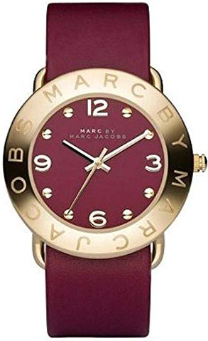Marc Jacobs Amy Red Dial Burgundy Leather Strap Watch for Women - MBM1152 Buy Now By Marc Jacobs