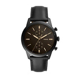Fossil Goodwin Chronograph Black Dial Black Leather Strap Watch for Men - FS5585 Buy Now By Fossil
