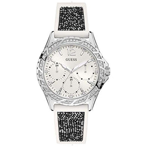 Guess Swirl Quartz Silver Dial White Silicone Strap Watch for Women - W1096L1 Buy Now By Guess