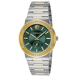 Versace Greca Green Dial Silver Steel Strap Watch for Men - VEVI00420 Buy Now By Versace