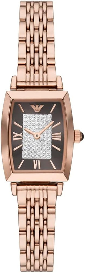 Emporio Armani Gianni T-Bar Analog Crystal Brown Dial Rose Gold Steel Strap Watch For Women - AR11407 Buy Now By Emporio Armani