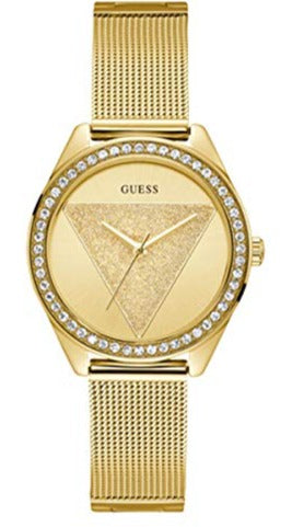 Guess Tri Glitz Quartz Diamonds Gold Dial Gold Mesh Bracelet Watch For Women - W1142L2 Buy Now By Guess