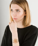 Guess Tri Glitz Quartz Diamonds Rose Gold Dial Rose Gold Mesh Bracelet Watch For Women - W1142L4