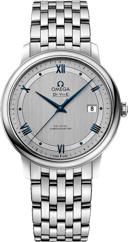Omega De Ville Prestige Co-Axial Rhodium Silver Dial Silver Steel Strap Watch for Men - 424.10.40.20.02.001 Buy Now By Omega