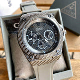 Guess Legacy Grey Dial Grey Silicone Strap Watch For Men - W1048G1 Buy Now By Guess