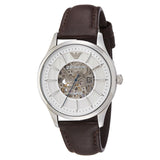 Emporio Armani Meccanico White Dial Brown Leather Strap Watch For Men - AR1946 Buy Now By Emporio Armani