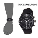 Emporio Armani Mario Chronograph Quartz Black Dial Black Nylon Strap Watch For Men - AR11453 Buy Now By Emporio Armani