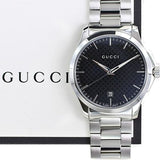 Gucci G Timeless Black Dial Silver Steel Strap Unisex Watch - YA126457 Buy Now By Gucci