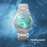 Salvatore Ferragamo F-80 Classic Tiffany Blue Dial Silver Steel Strap Watch for Men - SFDT02323 Buy Now By Salvatore Ferragamo