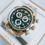 Versace V-Ray Chronograph Black Dial Two Tone Steel Strap Watch For Men - VE2I00421 Buy Now By Versace